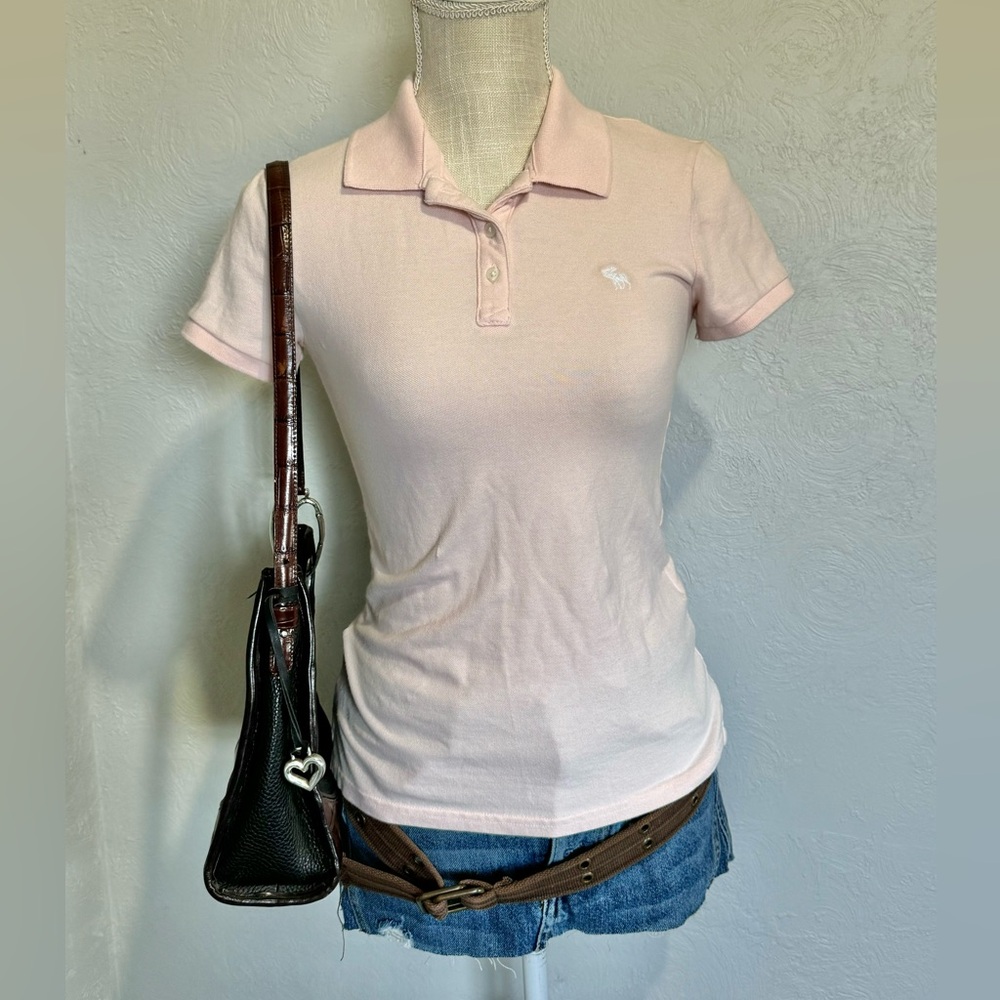 Abercrombie & Fitch Light Pink Vintage Y2K Short Sleeved Collared Tee Size XS